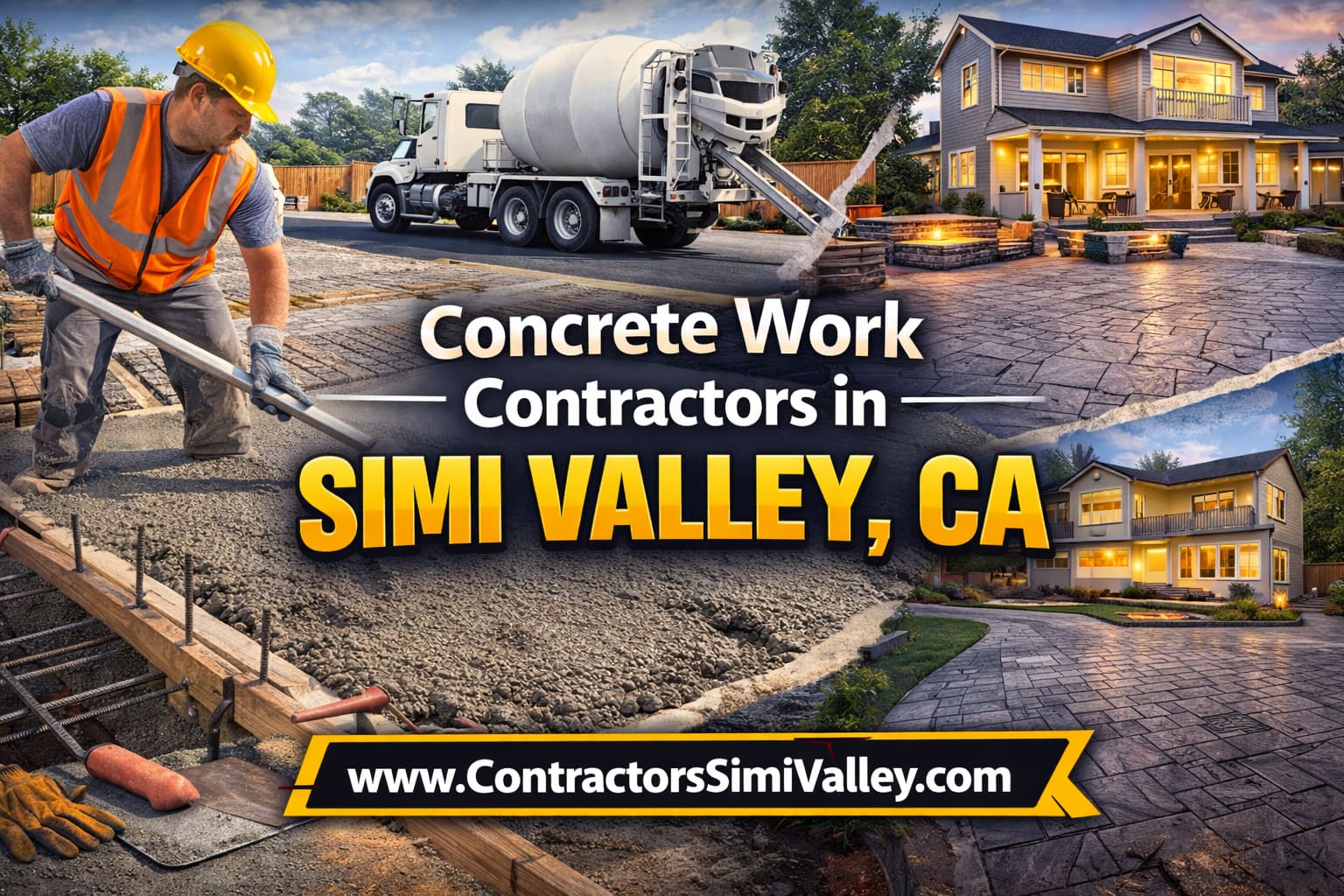 Concrete driveway installation in Simi Valley neighborhood