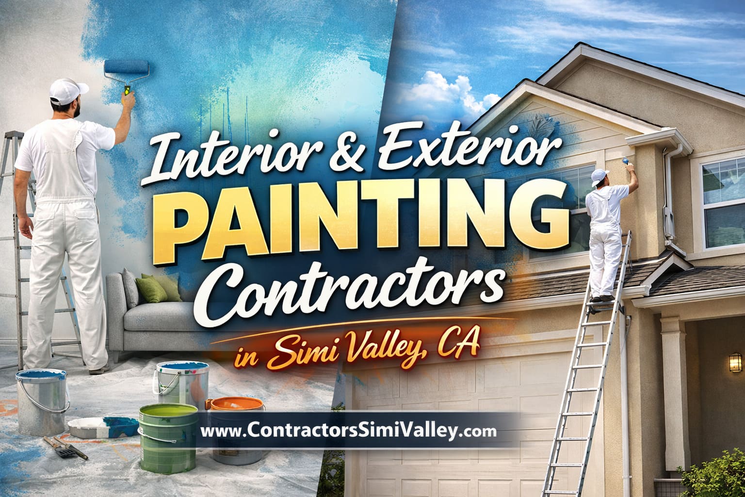 Exterior house painting project in Simi Valley showing stucco refresh