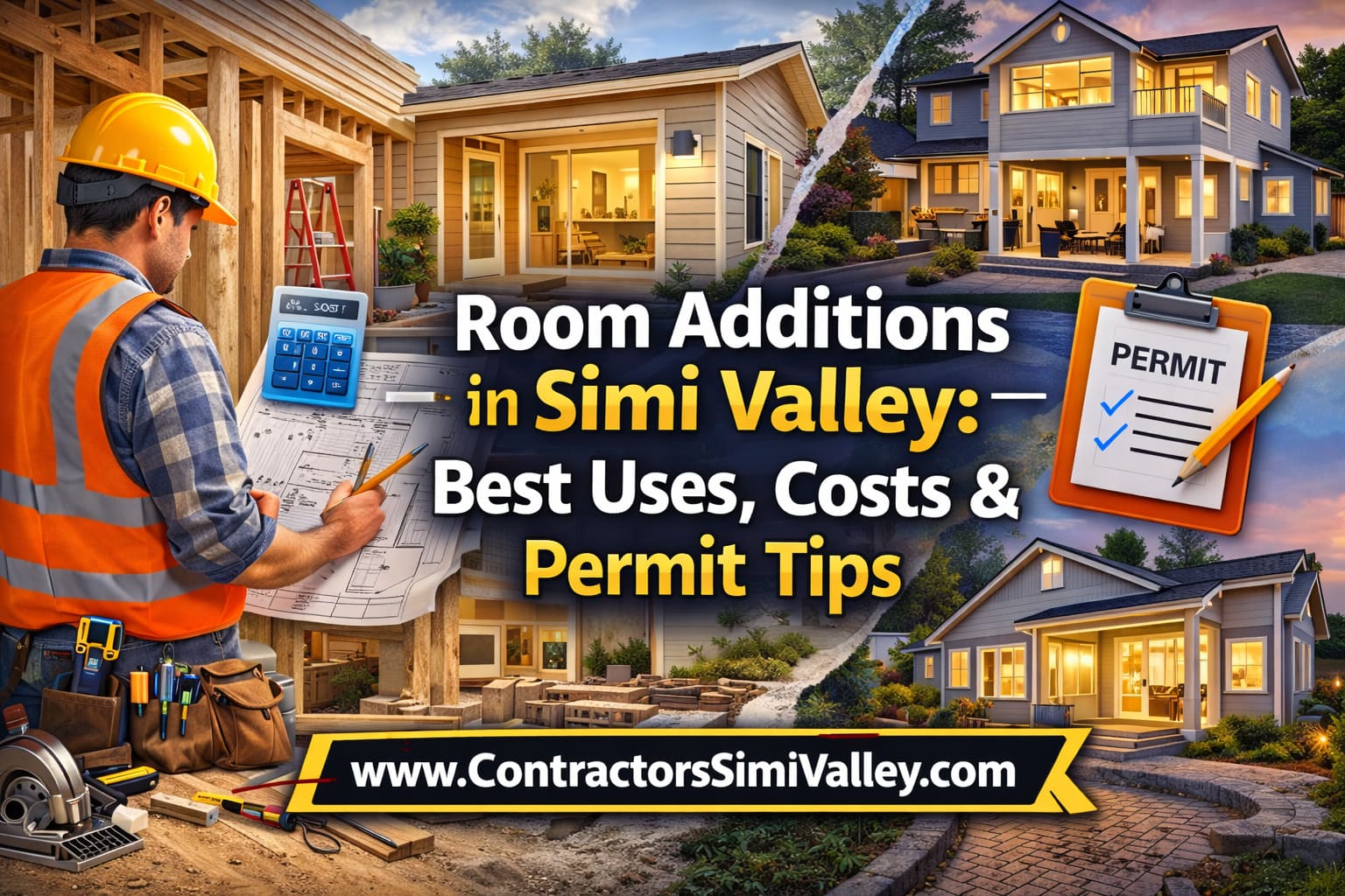 Room addition construction project in Simi Valley neighborhood