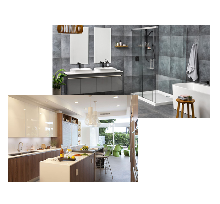Bathroom renovation in Simi Valley home with modern fixtures and finishes